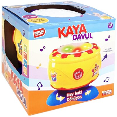 Pilli Işıklı Kaya Davul Sarı 16 Cm