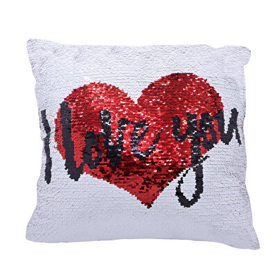 Pullu Yastıklar I Love You Kare Yastık 45 cm.