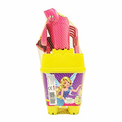 Resimli Sarı Kapaklı Full Parçalı Pembe Suluklu Dev Kova Seti 1029