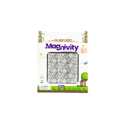 Magnivity Manyetik Bloklar Gri Taş Blok 9 Parça