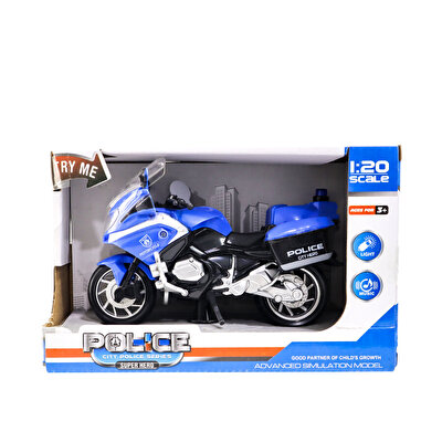 Sesli Işıklı Mavi Polis Motosikleti