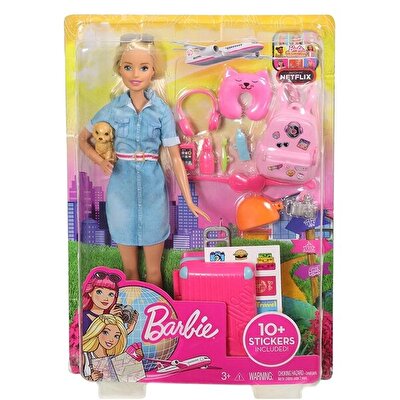 Barbie Seyahatte Bebeği ve Aksesuarları FWV25
