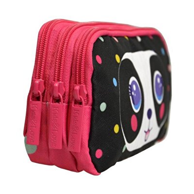 Kaukko Kids&Love 3 Bölmeli Cute Face Panda Kalem Çantası