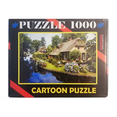 Cartoon Puzzle 1000 Parça Nehirdeki Ev