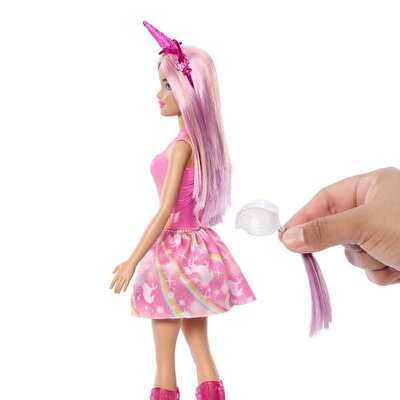 Barbie Unicorn Temalı Pembe Saçlı Bebek HRR13