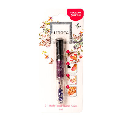 Lukky 3'ü 1 Arada Tırnak Tasarım Kalemi Mor
