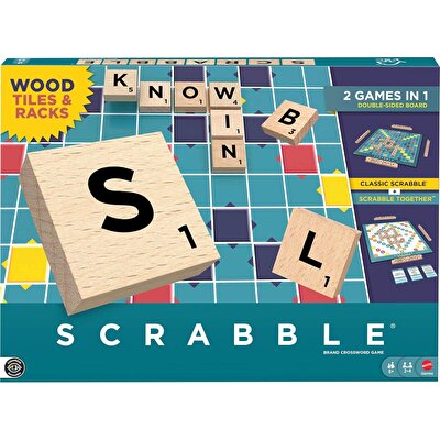 Scrabble İngilizce Ahşap 2'si 1 Arada Harfli Kelime Oyunu JGR61