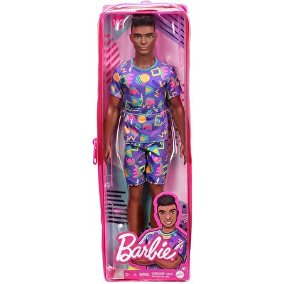 Barbie Yakışıklı Ken Bebekler Mor Tişört ve Şort Takımlı GRB87