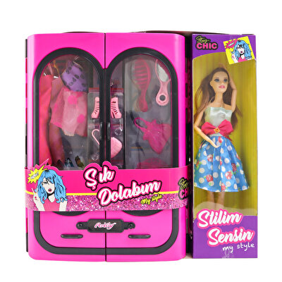 Anlily Elbise Dolabı Bebekli Koyu Pembe