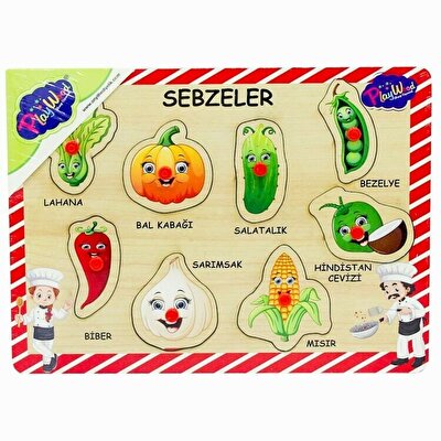 Playwood Ahşap Tutmalı Sebzeler Puzzle