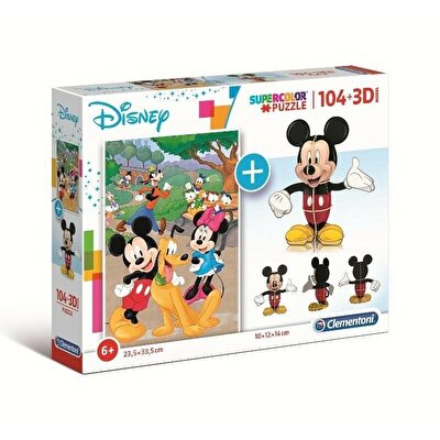 Clementoni 104 Parça Puzzle ve 3D Model Mickey Mouse