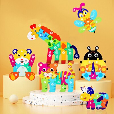 Ahşap Renkli Kelebek Sayı Puzzle