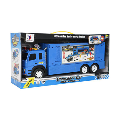 Sürtmeli Sesli ve Işıklı İş Makinesi Taşıyıcı Mavi Tır