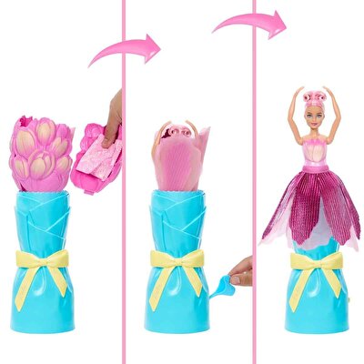 Barbie Petal Pop Lale Elbiseli Bebek JMF57