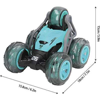 Uzaktan Kumandalı Led Işıklı ve Müzikli Akrobat Araba 360° Dönebilen Stunt Araba Yeşil