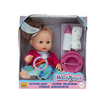 Meli̇s Bebek Altını Islatan (Türkçe Konuşan) 34cm Pembe Hırkalı Mavi̇ Elbi̇seli̇