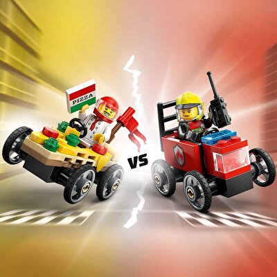 LEGO City Pizza Arabası İtfaiye Kamyonuna Karşı Yarış Arabası Paketi 60458