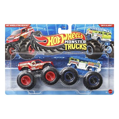 Hot Wheels Monster Trucks Güçlü İkili 1:64 Arabalar Hot Wheels Fire Rescue & HW 5 Alarm JLV86