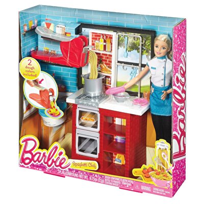Barbie Makarna Şefi ve Mutfak Oyun Seti