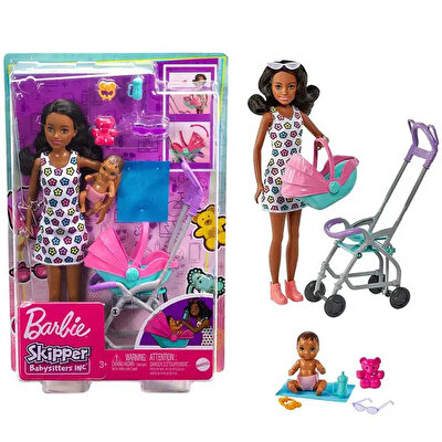 Barbie Bebek Bakıcılığı Oyun Seti Gezdirme Temalı HHB68