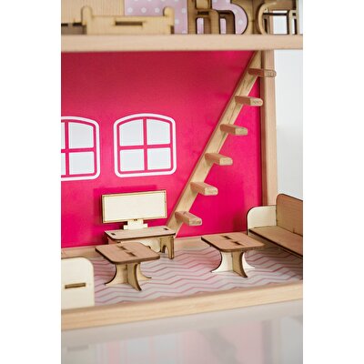Ahşap Merdivenli Ev 1001 Pembe