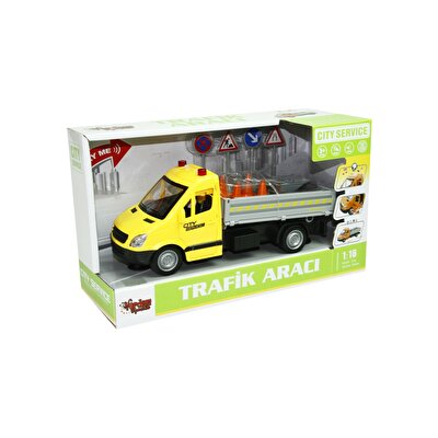 1:16 Ölçekli Sesli Işıklı Sarı Trafik Aracı