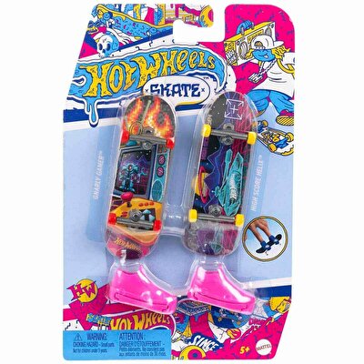 Hot Wheels Skate Retro Temalı İkili Parmak Kaykay ve Ayakkabı Paketleri HXL21