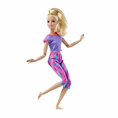Barbie Sonsuz Hareket Bebeği Mor Renkli Spor Kıyafeti ile Sarışın GXF04
