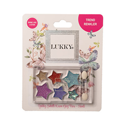 Lukky 6 Renkli̇ Yıldız Desenli Parıltılı Göz Farı Paleti̇ ve Fırçası