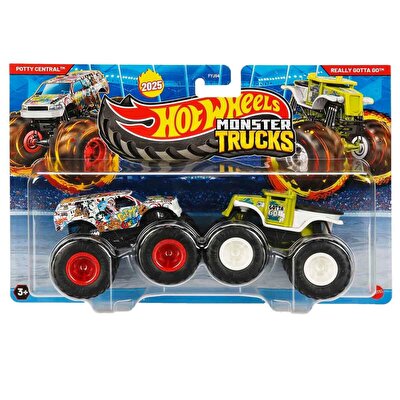 Hot Wheels Monster Trucks Güçlü İkili 1:64 Arabalar Potty Central ve Really Gotta Go JCC77