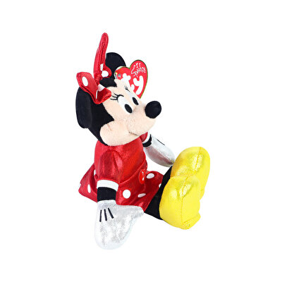 TY Parlak Kırmızı Elbiseli Minnie Mouse Peluş 15 Cm
