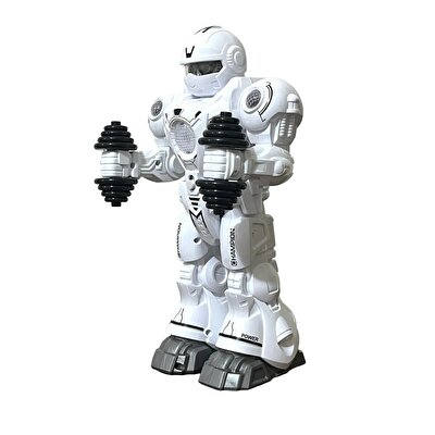 Sesli ve Işıklı Sporcu Beyaz Robot
