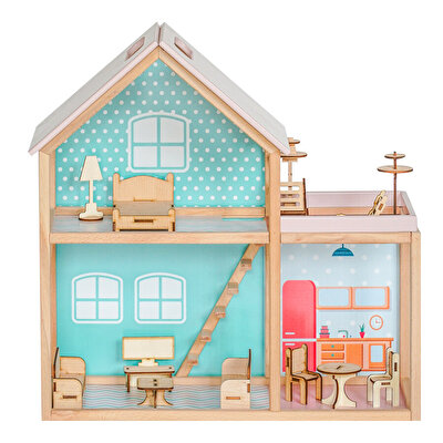 Ahşap Merdivenli Ev 1003 Mavi