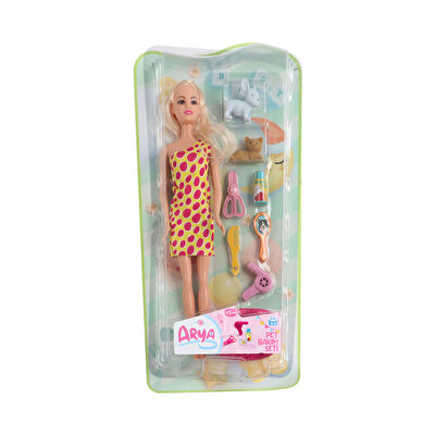 Arya Pet Bakım ve Pet Besleme Seti̇ Sarı Puantiye Elbi̇seli̇