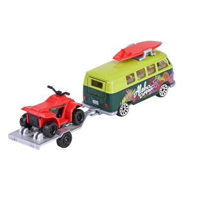 Majorette Volkswagen Römorklu Oyuncak Araba Volkswagen T1 Yeşil