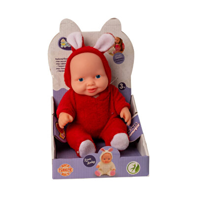 Tavşanlı Kostümlü Sesli Roza Et Bebek Kırmızı