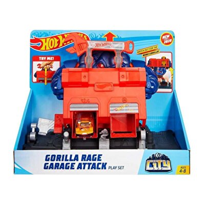 Hot Wheels Şehirde Yaratık Macerası Oyun Seti Serisi Gorilin Garaj Saldırısı GJK89