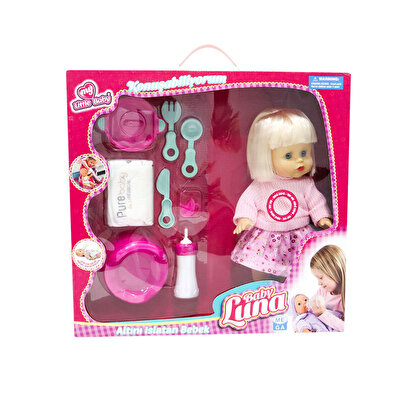Baby Luna Altını Islatan Yemek Setli̇ Pembe Kazaklı Bebek
