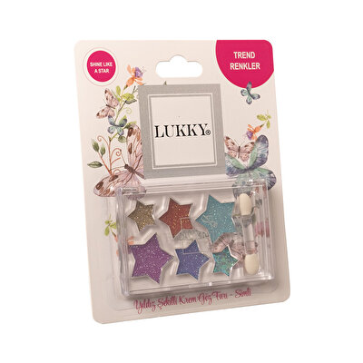 Lukky 6 Renkli̇ Yıldız Desenli Parıltılı Göz Farı Paleti̇ ve Fırçası