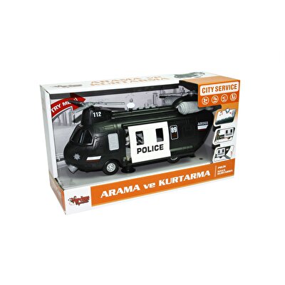 1:16 Ölçekli Sesli Işıklı Polis Kurtarma Helikopteri