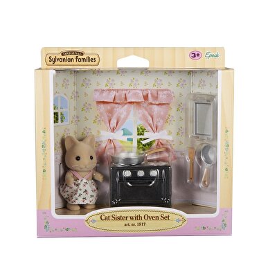 Sylvanian Families Cat Sister with Oven