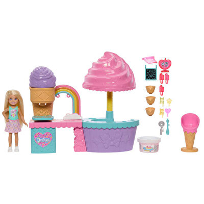 Barbie Club Chelsea Dondurma Dükkanı Oyun Seti ve Chelsea Bebek JMJ42