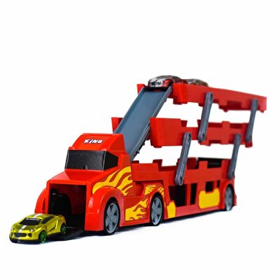 3 Katlı 3 Araçlı Kırmızı Transporter Oyun Seti