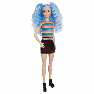 Barbie Fashionastas Büyüleyici Parti Bebekleri Siyah Etekli Mavi Saçlı GRB61