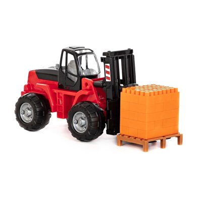 Kırmızı Forklift ve Paletli Yük Seti