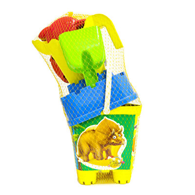 Resimli Mavi Kapaklı Full Parçalı Sarı Suluklu Dev Kova Seti 1029