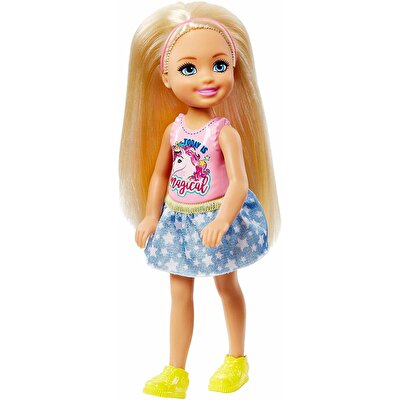 Barbie Chelsea Unicorn Desenli Tişörtlü Bebek FRL80