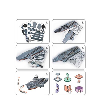 Cubic Fun 3D Puzzle 60 Parça Charles De Gaulle Uçak Gemisi
