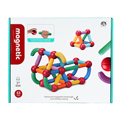 Manyetik Renkli Yapı Çubuklar 53 Parça