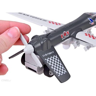 Kutulu Sesli ve Işıklı Askeri Çek Bırak Uçak